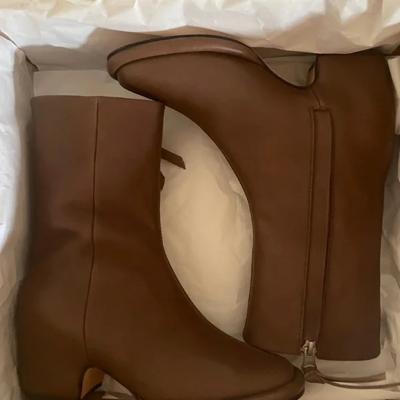Lauren Manoogian Brown leather mid heel ankle boots - Picture 4 of 5